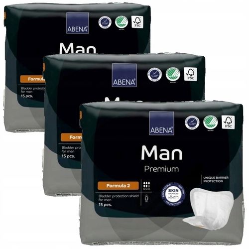 WKŁADKI DLA MĘŻCZYZN 3 x15 szt nietrzymanie moczu ABENA MAN FORMULA 2 na Arena.pl
