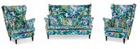 Zestaw wypoczynkowy mebli uszak ARI Print sofa fotele skandynawskie