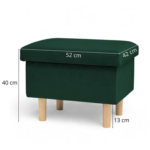 ZIelony Fotel Bujany Uszak + Podnóżek ze schowkiem + Poduszka