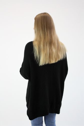 Sweter oversize warkocz Magda Czarny UNI na Arena.pl
