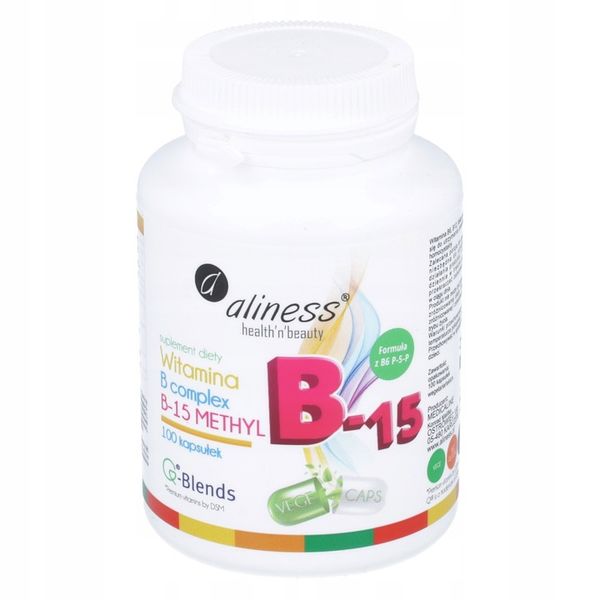 Aliness Witamina B complex B-15 METHYL ZDROWA SKÓRA WŁOSY 100 vege kaps zdjęcie 8