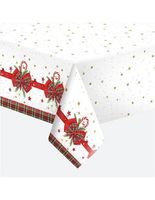 Obrus papierowy świąteczny czerwona kokarda, 120x180 cm