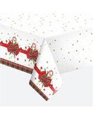 Obrus papierowy świąteczny czerwona kokarda, 120x180 cm