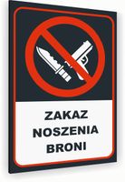 Tabliczka znak informacyjny 30x20 Antracyt ZAKAZ NOSZENIA BRONI Dibond
