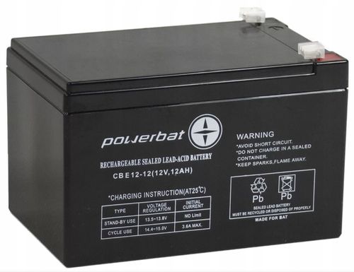 Akumulator Powerbat GEL 12V 12AH CBE12-12 na Arena.pl