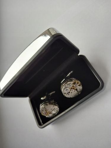 Spinki do mankietów Zegarek Werk Mechanizm Zegarka Steampunk Metalowe Etui na Arena.pl