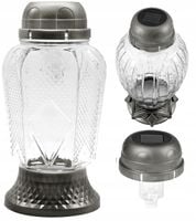 ZNICZ SOLARNY LED SREBRNY SZKLANY LAMPION