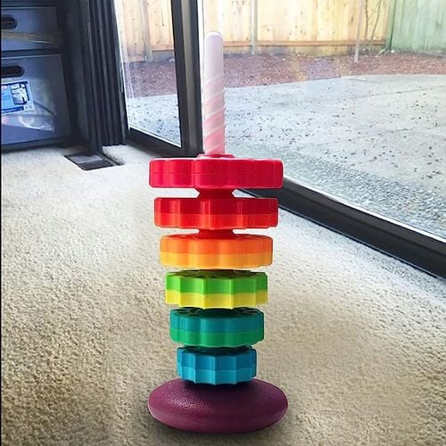 WIEŻA TĘCZOWA PIRAMIDKA SPIRALA DO UKŁADANIA BAM BAM na Arena.pl