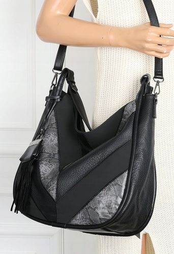 Torebka Damska Shopper Worek Pojemna Torba na Ramię Modna MC513 Czarna na Arena.pl