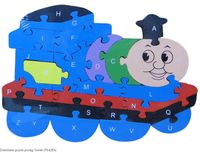 drewniane puzzle pociąg tomek ok.24 cm. (p642b4)