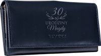 Portfel damski skórzany z GRAWEREM inicjałami prezent na 30 urodziny