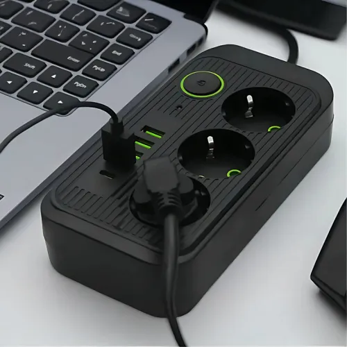 Listwa Zasilająca Przedłużacz Sieć 2m 3 Gniazda 5 x USB Ładowarka Włącznik na Arena.pl