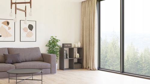 Regał Otwarty Kwadrat Dwustronny Do Salonu Biura Platon 70 x 70 CM Antracyt na Arena.pl