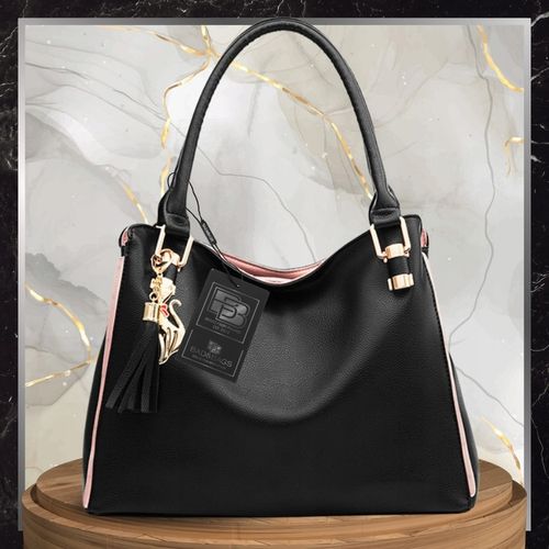 Torebka Damska Skórzana BAD&BAGS Na Ramię Torba Shopperka Czarna Pojemna na Arena.pl