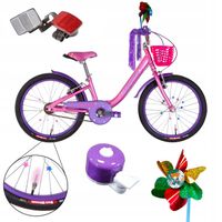 Rower dziecięcy 20" dla dziewczynki RÓŻOWY, 5 lat+ (10") + KOSZ, WIATRAK