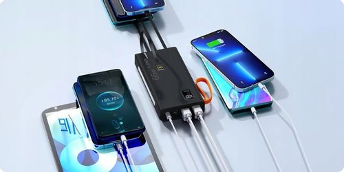 MOCNY POWERBANK 30000MAH 66W LATARKA LCD LED 4 USB USB-C + KABEL 3W1 na Arena.pl