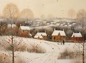 Plakat 55x40cm Wioska Otulona Śniegiem