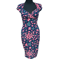 Sukienka za Kolano Czerwona Wiskoza Wygodna Stylowa XS 34