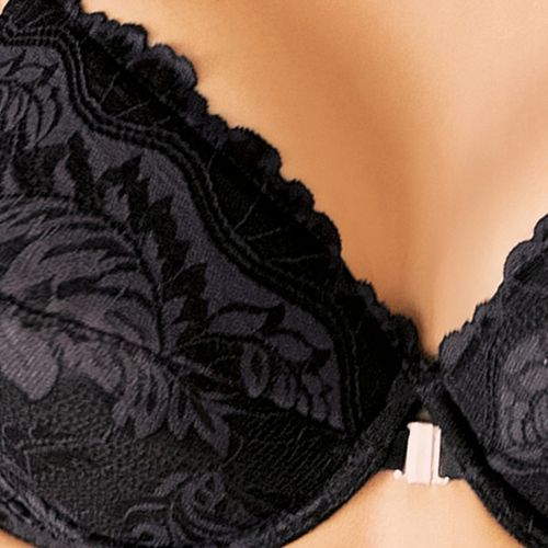 Biustonosz Zapinany z Przodu Push Up Koronkowy Szyty w Polsce Czarny 85C na Arena.pl