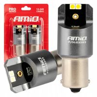 Żarówki LED CANBUS seria PRO BA15S P21W 4x3030 SMD White 12V 24V AMIO-03583