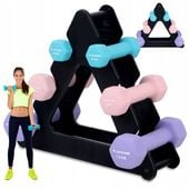 ZESTAW HANTLI 6KG neoprenowe HANTLE 0,5 / 1 / 1,5kg STOJAK HANTELKI