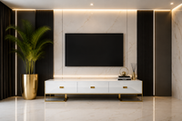 Komoda rtv złota nowojorska Exclusive White Premium 180x40x42