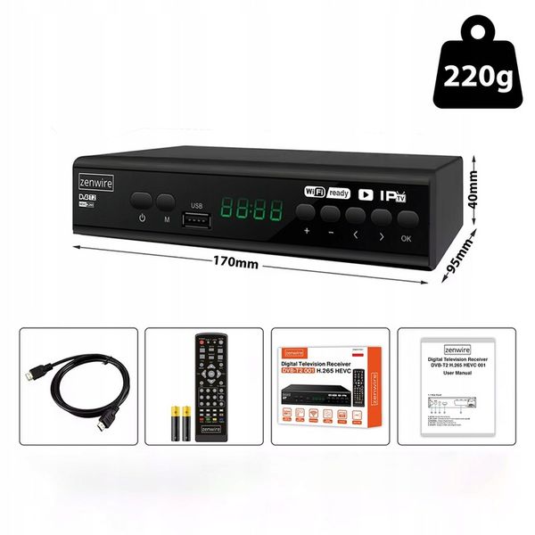 Tuner Dekoder Satelitarny DVB-T2 HEVC H.265 Full HD Telewizji zdjęcie 12