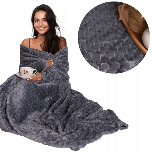 GRUBY KOC WYTŁACZANY 200X220 NARZUTA NA ŁÓŻKO NA KANAPE NA NAROŻNIK PLED na Arena.pl