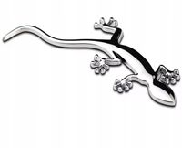 Emblemat Srebrny Jaszczurka Gekon chrom metalowy naklejka Skręcony Ogon HIT