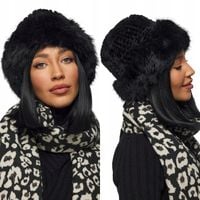 CZAPKA DAMSKA futrzana gruba na zimę zimowa ciepła z futrem bucket czarna