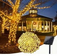 GIRLANDA LAMPKI OGRODOWE WISZĄCE SOLARNE LED KULKI BIAŁE ŁAŃCUCH 200 LED