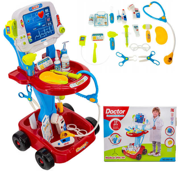 Wózek Lekarski Z Akcesoriami Czerwony zdjęcie 1