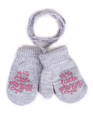Rękawiczki dziewczęce jednopalczaste ze sznurkiem szare 12 YOCLUB na Arena.pl