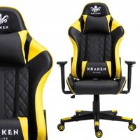 FOTEL GRACZA GAMINGOWY OBROTOWY KRZESŁO BIUROWE DO BIURKA ŻÓŁTY