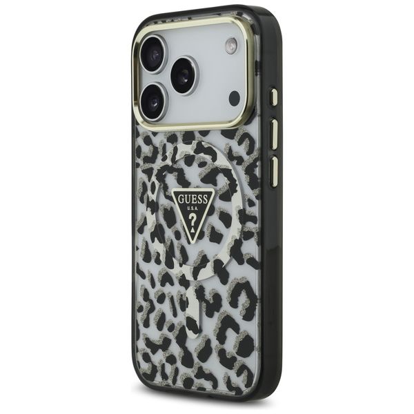 etui guess leopard glitter magsafe do    iphone 17 pro czarny zdjęcie 2