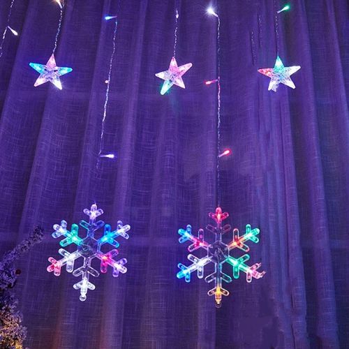 PŁATKI ŚNIEGU WISZĄCE LAMPKI CHOINKOWE ZEWNĘTRZNE KURTYNA LED SOPLE na Arena.pl