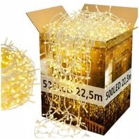 Kurtyna Światełka Lampki Choinkowe Ciepłe Białe Zew 500 LED Flash 22,5m