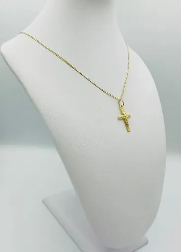 ZŁOTY ŁAŃCUSZEK 585 Krzyżyk KOMUNIA CHRZEST zdjęcie 5