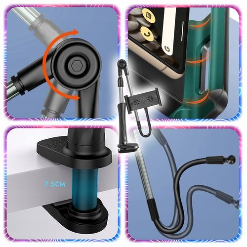 STOJAK NA TELEFON TABLET BIURKOWY Uchwyt Statyw do 13" PRZYKRĘCANY do Stołu na Arena.pl