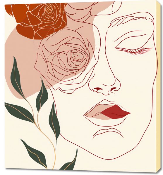 Obraz 90x100cm Beż i Twarz zdjęcie 1