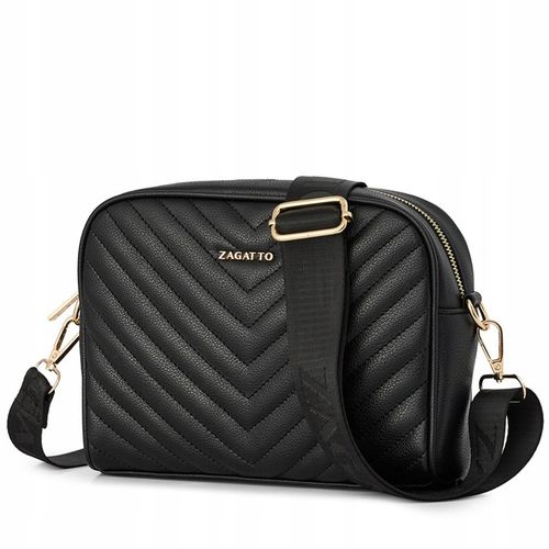Torebka damska ekoskóra crossbody pikowana V szeroki pasek na ramię ZAGATTO na Arena.pl