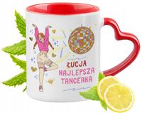 Kubek Czerwony Z Uszkiem W Kształcie Serca Dla Łucji Na Prezent