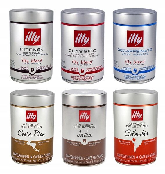 Zestaw degustacyjny kaw ziarnistych Illy 250g (6 puszek) zdjęcie 1