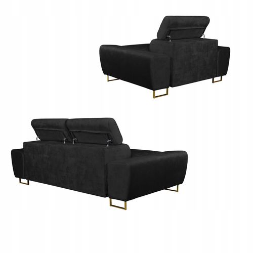 Zestaw mebli wypoczynkowych salon Bosso Sofa 2os fotele czarne Family Meble na Arena.pl