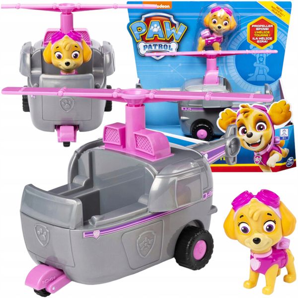 PSI PATROL FIGURKA SKYE POJAZD HELIKOPTER DLA DZIECKA PREZENT ZESTAW zdjęcie 1