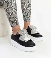 Czarne sneakersy na wysokiej platformie Rensje 40
