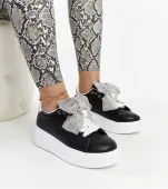 Czarne sneakersy na wysokiej platformie Rensje 40