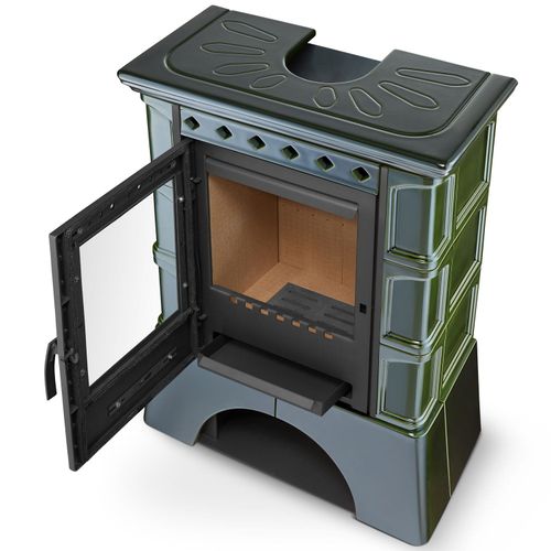 Piec kominek kaflowy wolnostojący koza ATOL 10 kW kolor olive na Arena.pl