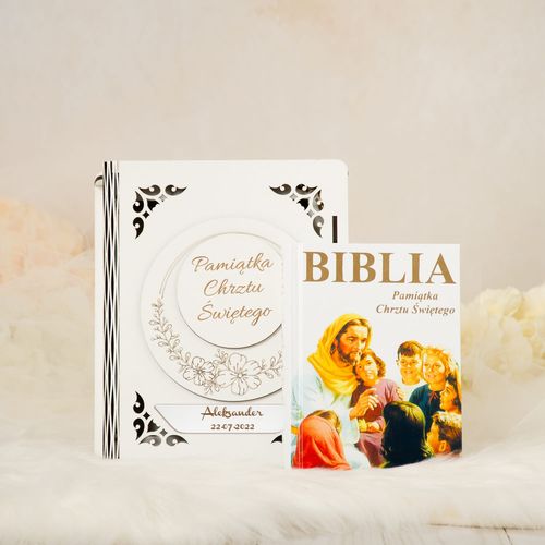 Biblia w pudełku z grawerem Pamiątka Chrztu Świętego OBC-3 na Arena.pl