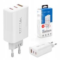 SZYBKA ŁADOWARKA SIECIOWA USB + 2x USB C MOCNA 65W ZASILACZ PD QC 3.0 GaN